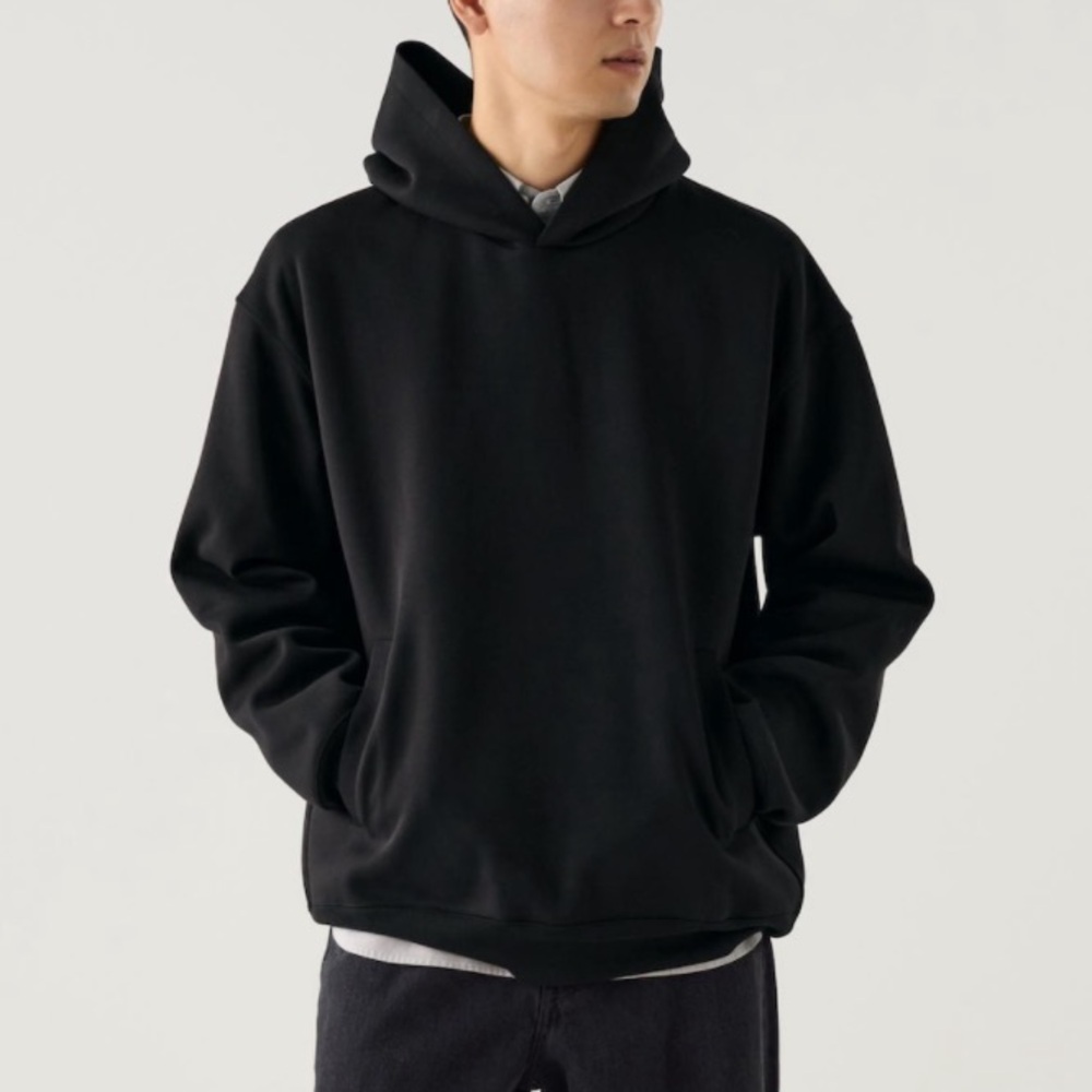 Uniqlo oversized hoodie unisex - men’s XS women’s S black 100% cotton